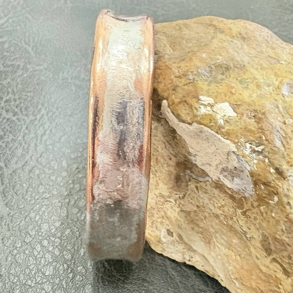 Handmade Women's Fused Silver on Copper Cuff Bracelet, Hammered sterling Texture